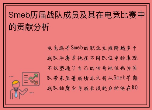 Smeb历届战队成员及其在电竞比赛中的贡献分析